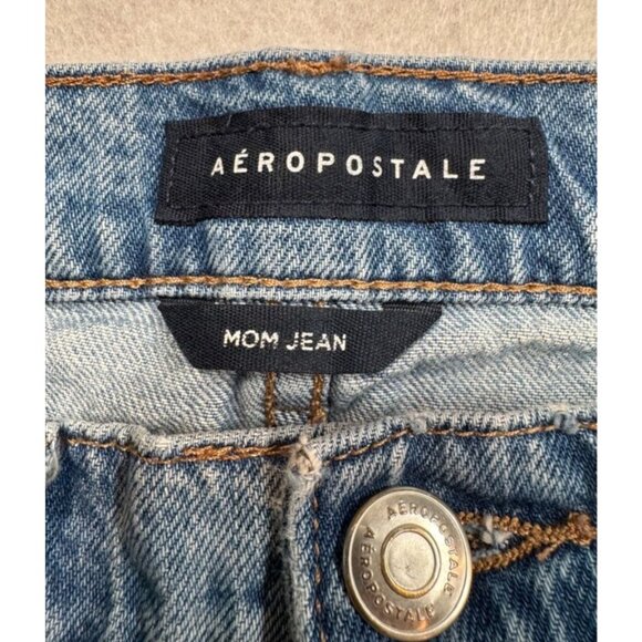 Aeropostale Mom Jean Medium Wash Denim Distressed Destroyed Women's Size 00 - Picture 5 of 6